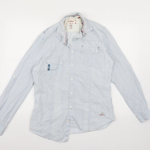 River Island Mens Blue Striped   Button-Up Size M