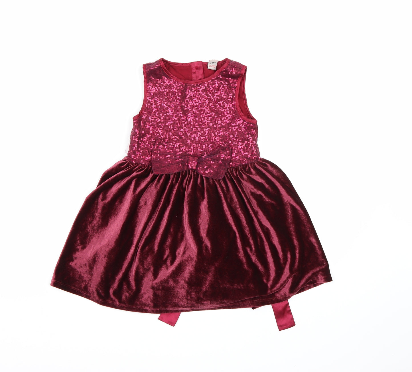 TU Girls Beige  Velour Tutu Dress  Size 3-4 Years  - Burgundy