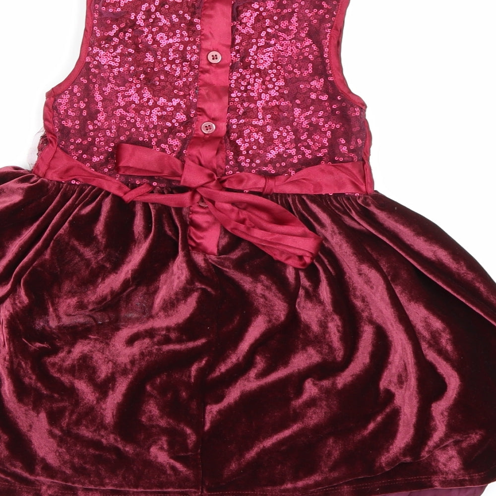 TU Girls Beige  Velour Tutu Dress  Size 3-4 Years  - Burgundy