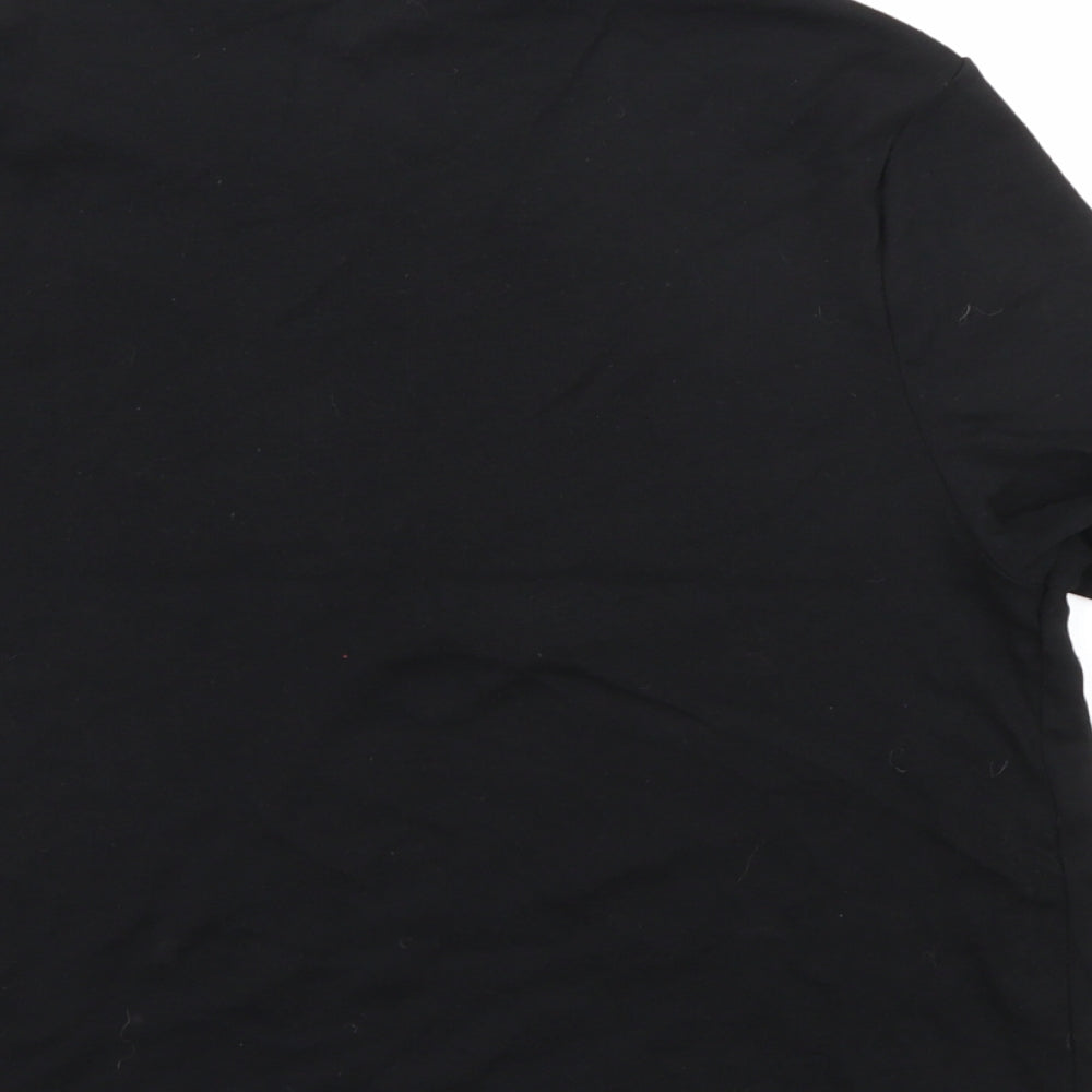 Topshop Womens Black   Cropped T-Shirt Size 16  - Frill Hem