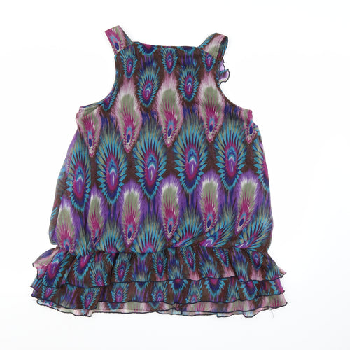 Uttam London Womens Purple Animal Print Chiffon Camisole Blouse Size M