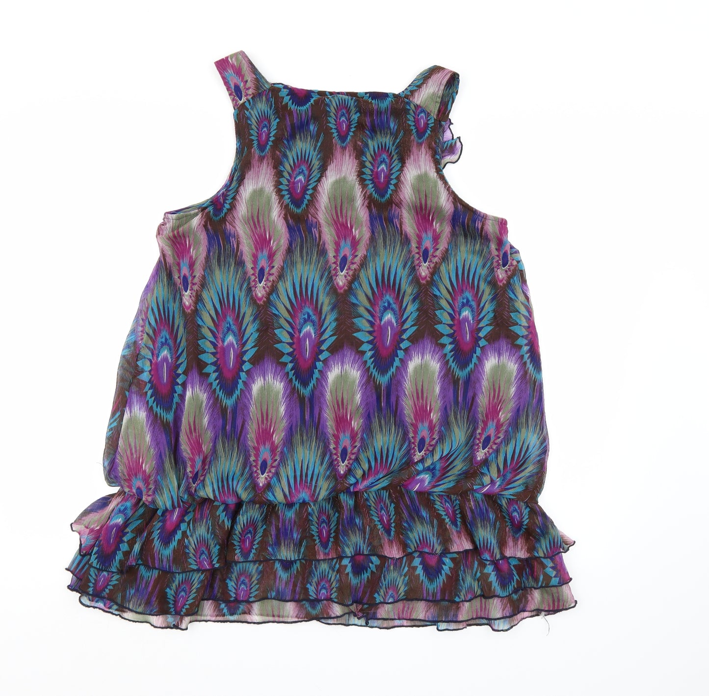 Uttam London Womens Purple Animal Print Chiffon Camisole Blouse Size M