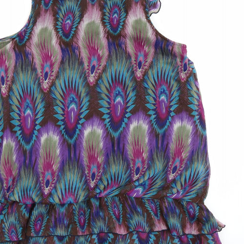 Uttam London Womens Purple Animal Print Chiffon Camisole Blouse Size M