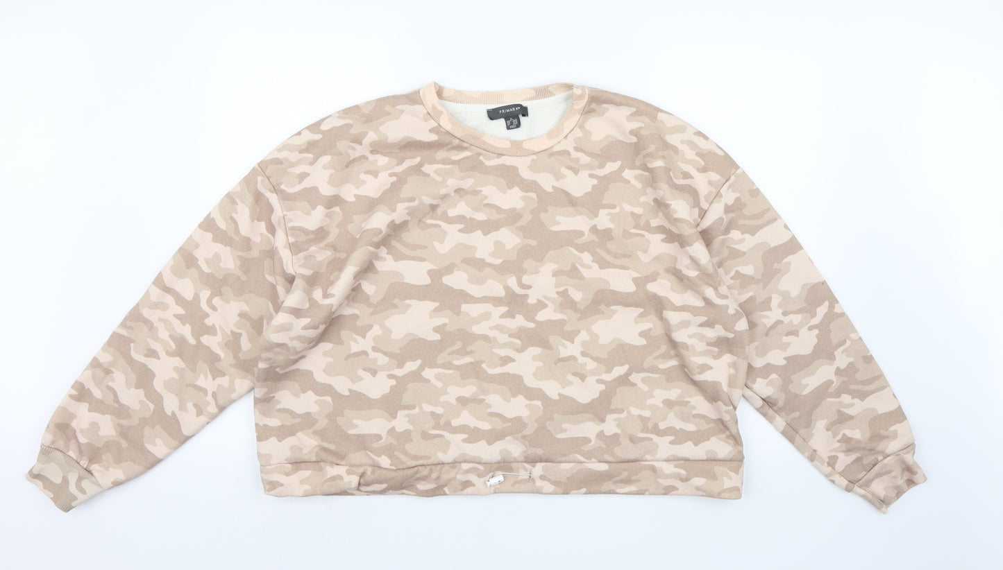 Primark Womens Brown Camouflage Jersey Pullover Sweatshirt Size 18
