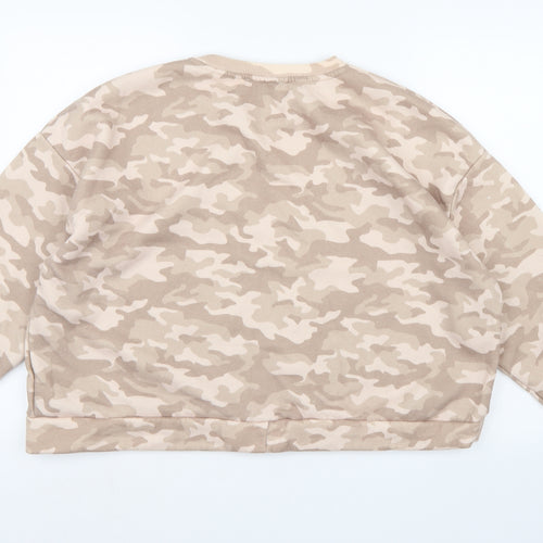Primark Womens Brown Camouflage Jersey Pullover Sweatshirt Size 18