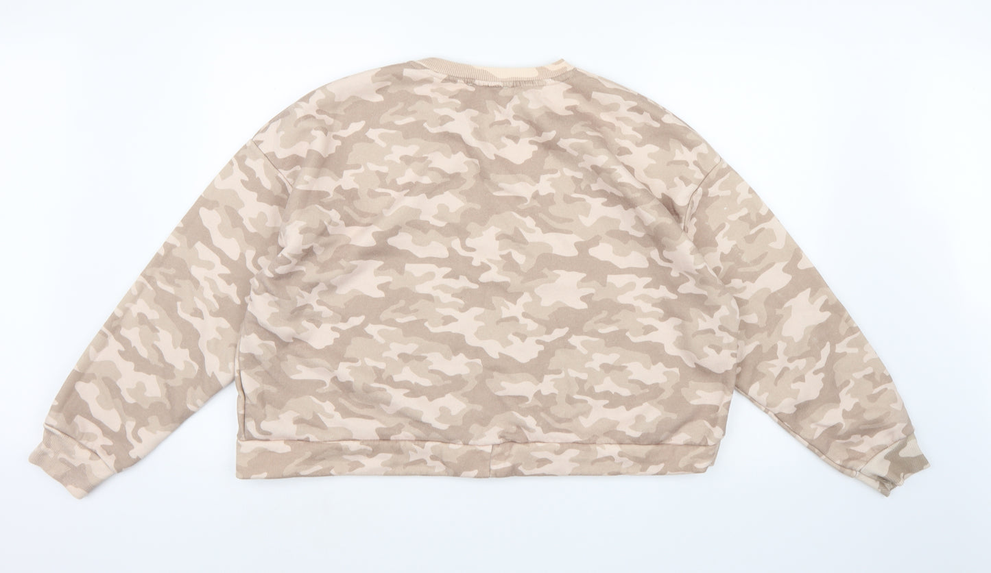 Primark Womens Brown Camouflage Jersey Pullover Sweatshirt Size 18