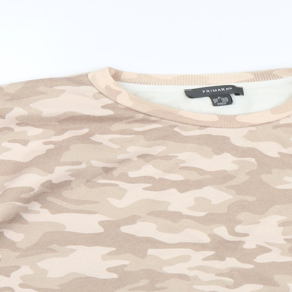 Primark Womens Brown Camouflage Jersey Pullover Sweatshirt Size 18