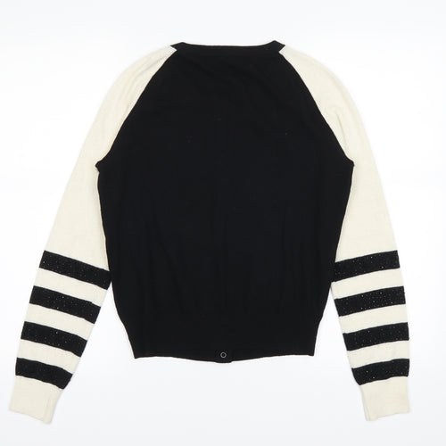 Karen Millen Womens Black Striped  Cardigan Jumper Size 2