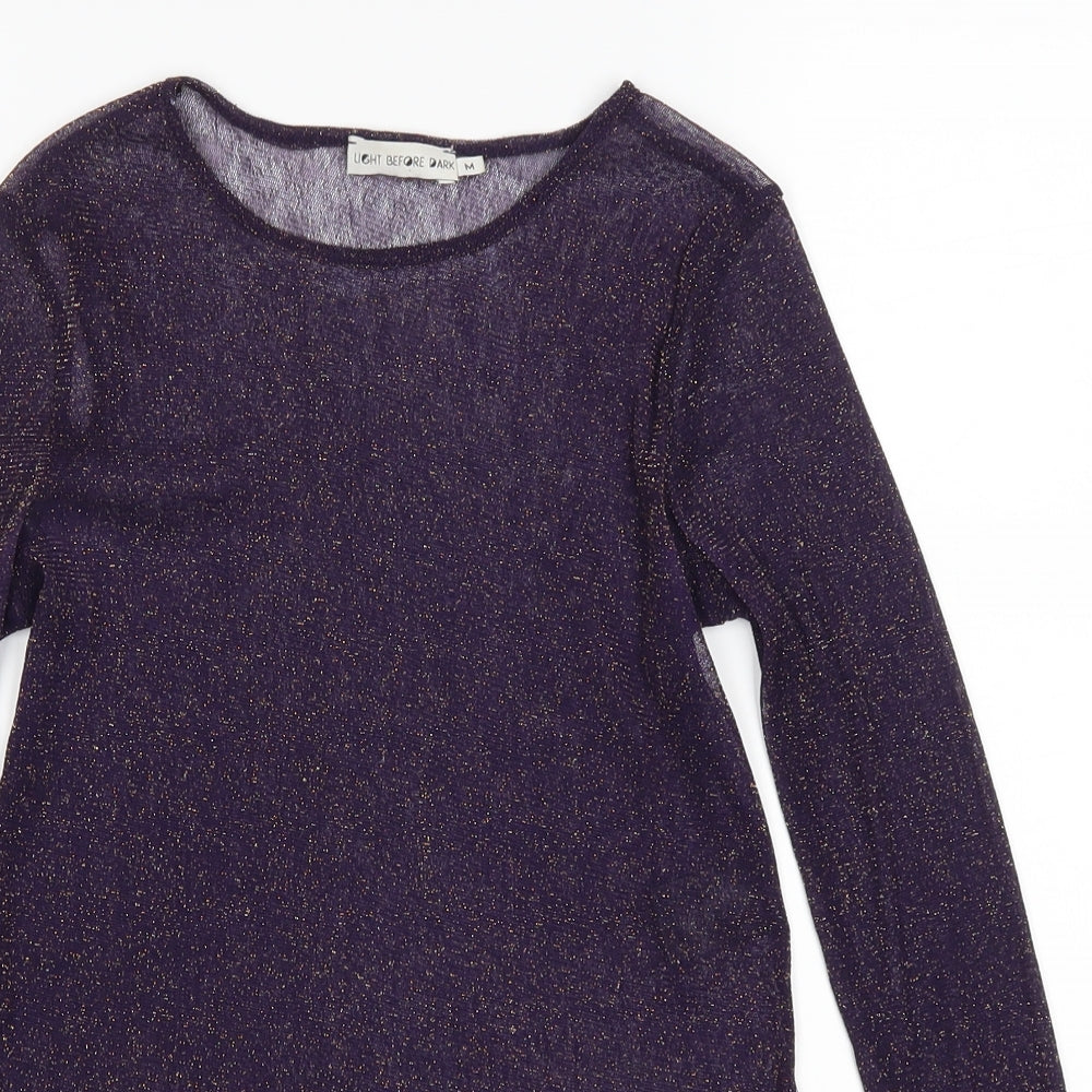 Light before Dark Womens Purple   Basic T-Shirt Size M  - Metalic