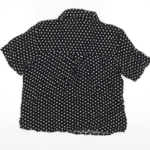 love notes Womens Black Polka Dot  Basic Button-Up Size S