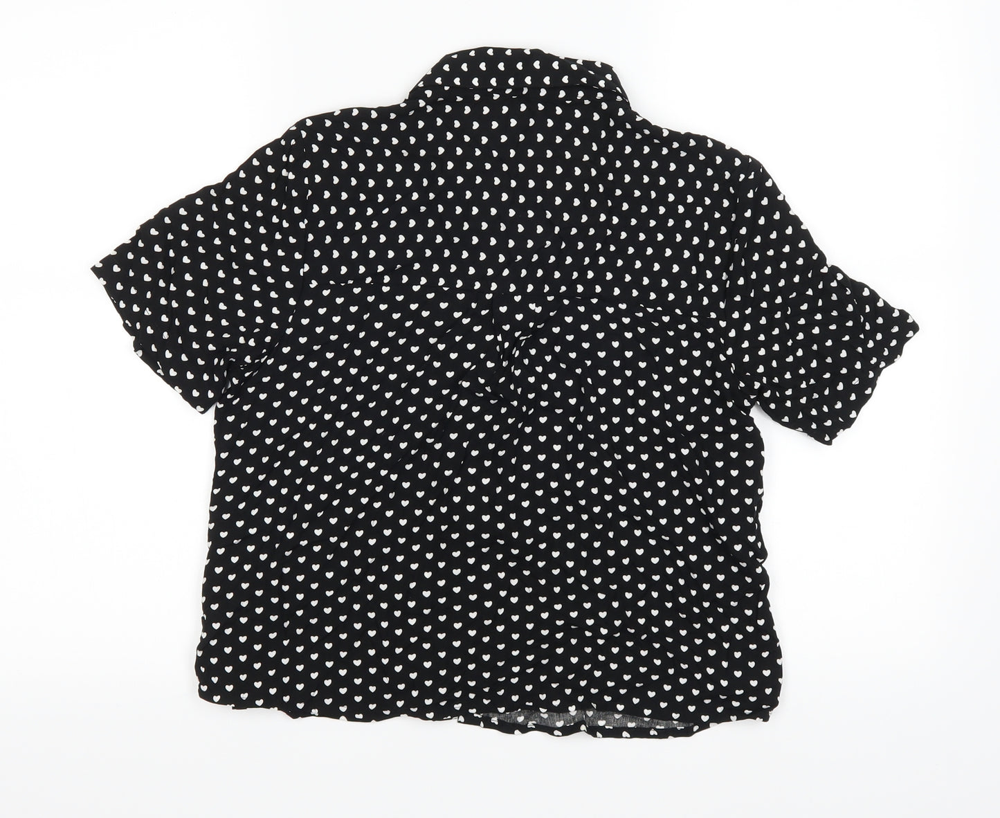 love notes Womens Black Polka Dot  Basic Button-Up Size S