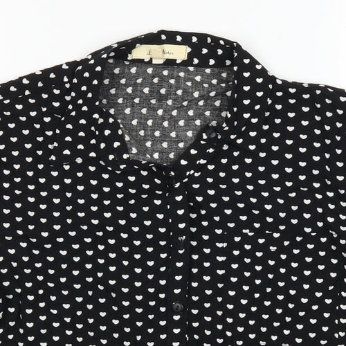 love notes Womens Black Polka Dot  Basic Button-Up Size S