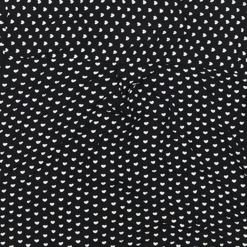 love notes Womens Black Polka Dot  Basic Button-Up Size S
