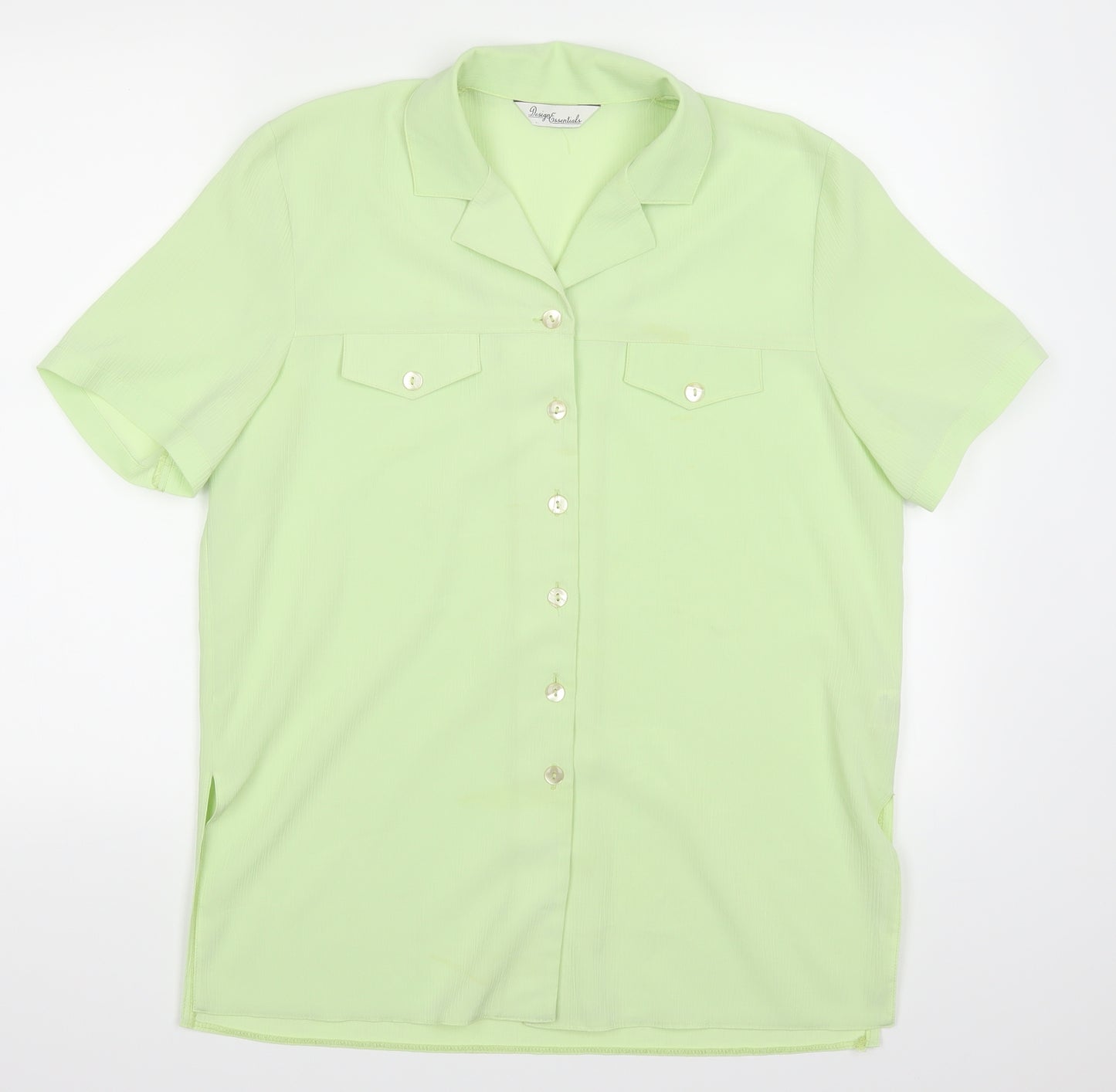 Design Essentials Womens Green   Basic Button-Up Size 14