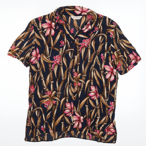 Bon Marche Womens Blue Floral  Basic Button-Up Size 12