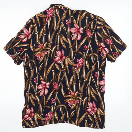 Bon Marche Womens Blue Floral  Basic Button-Up Size 12