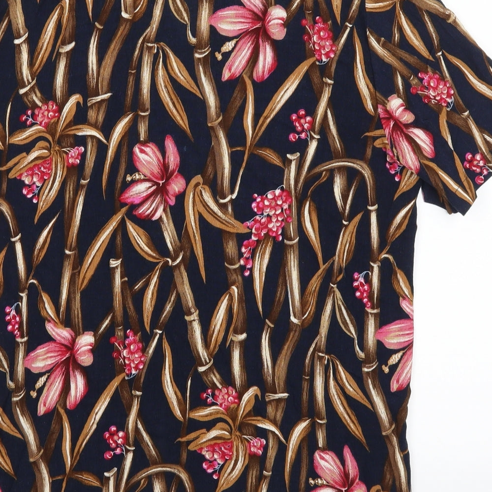 Bon Marche Womens Blue Floral  Basic Button-Up Size 12