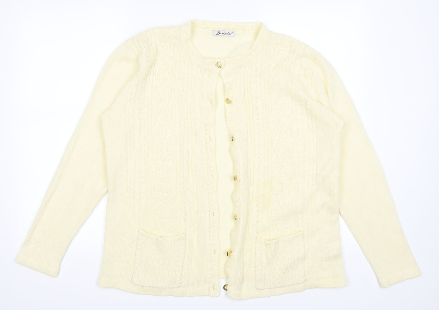 Berkertex Womens Yellow   Cardigan Jumper Size 14