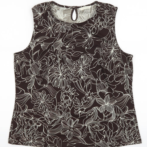 Marks and Spencer Womens Brown Floral  Basic Blouse Size 16