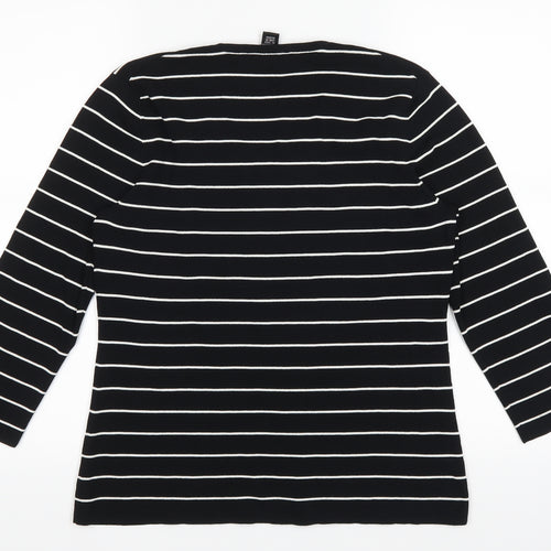 Cable & Gauge Womens Black Striped  Pullover Jumper Size L