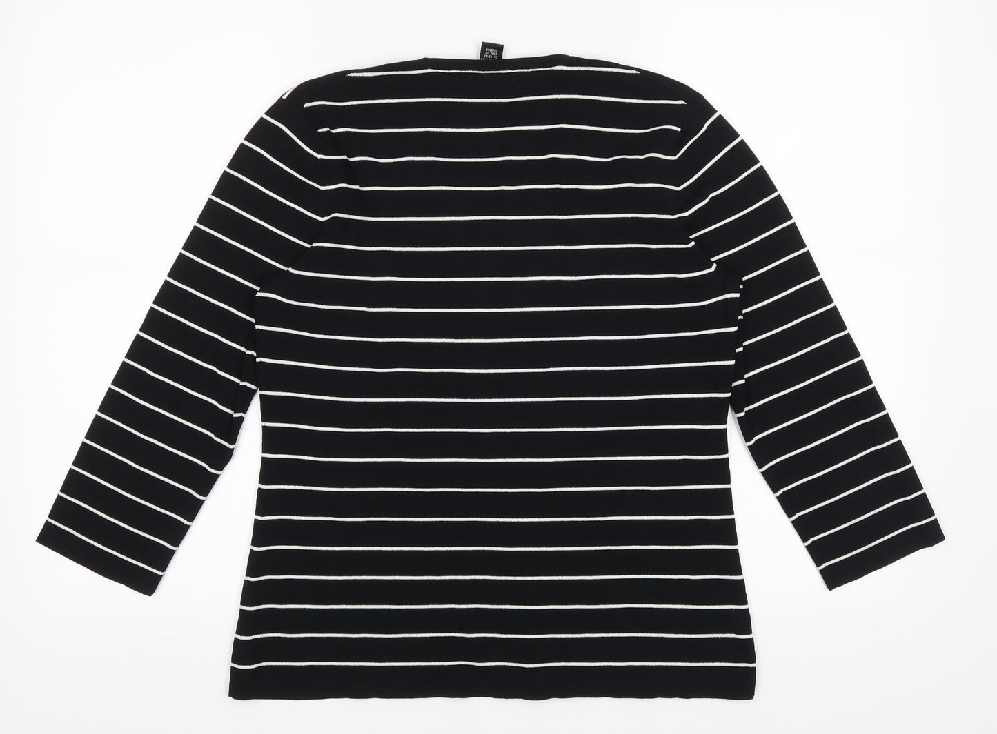 Cable & Gauge Womens Black Striped  Pullover Jumper Size L