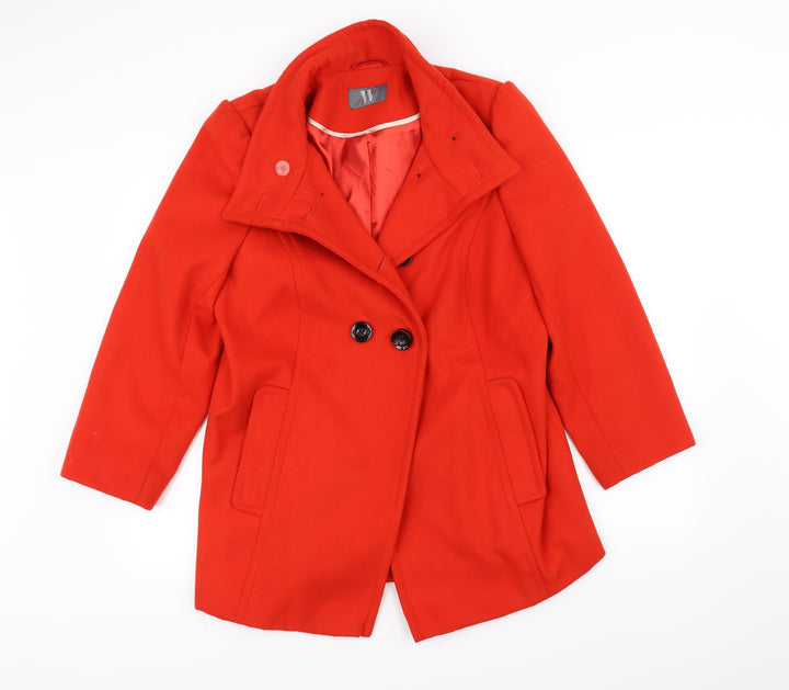 BHS Womens Red Overcoat Coat Size 14