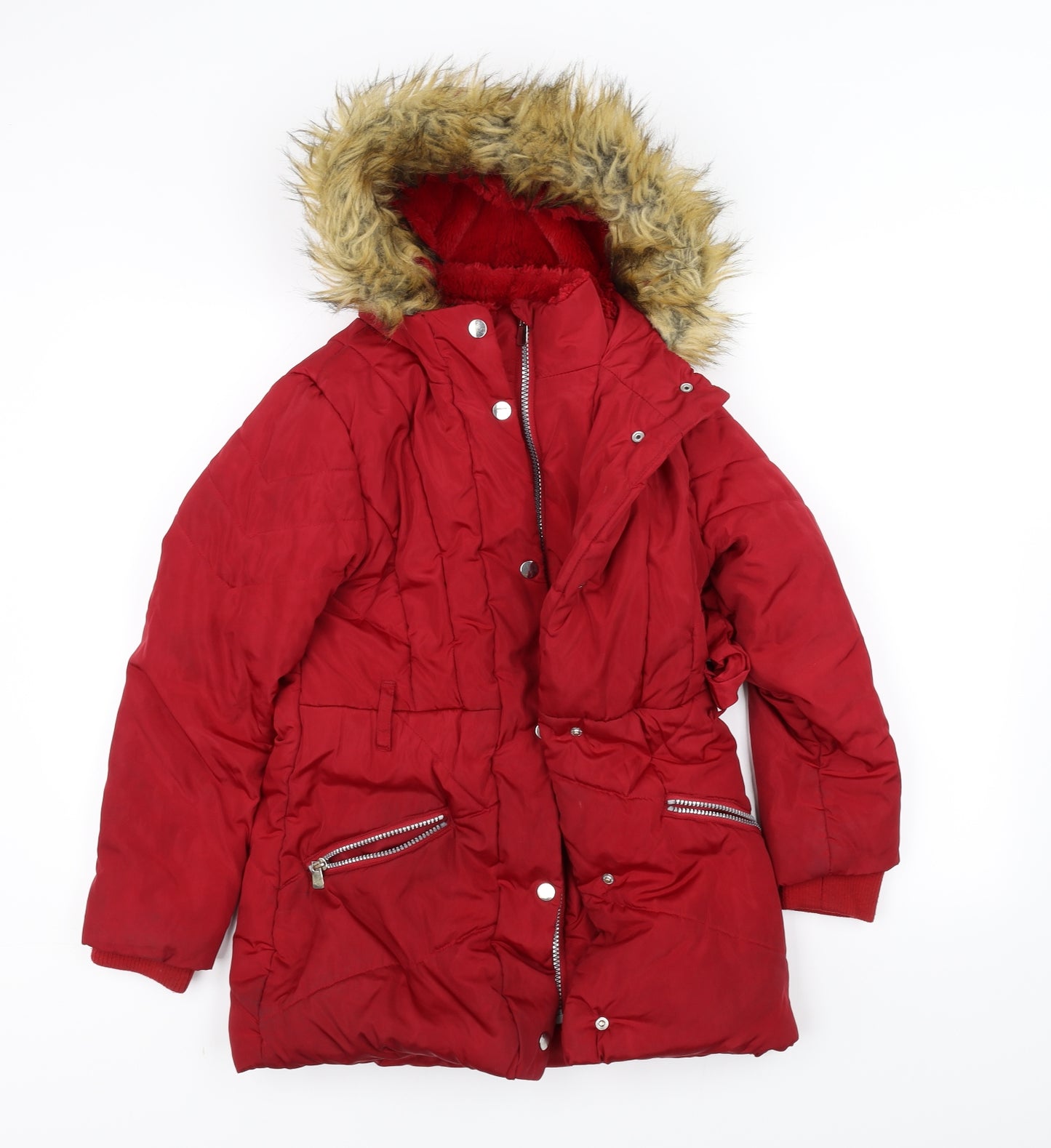 TU Girls Red   Parka Coat Size 9-10 Years