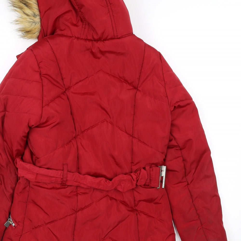 TU Girls Red   Parka Coat Size 9-10 Years