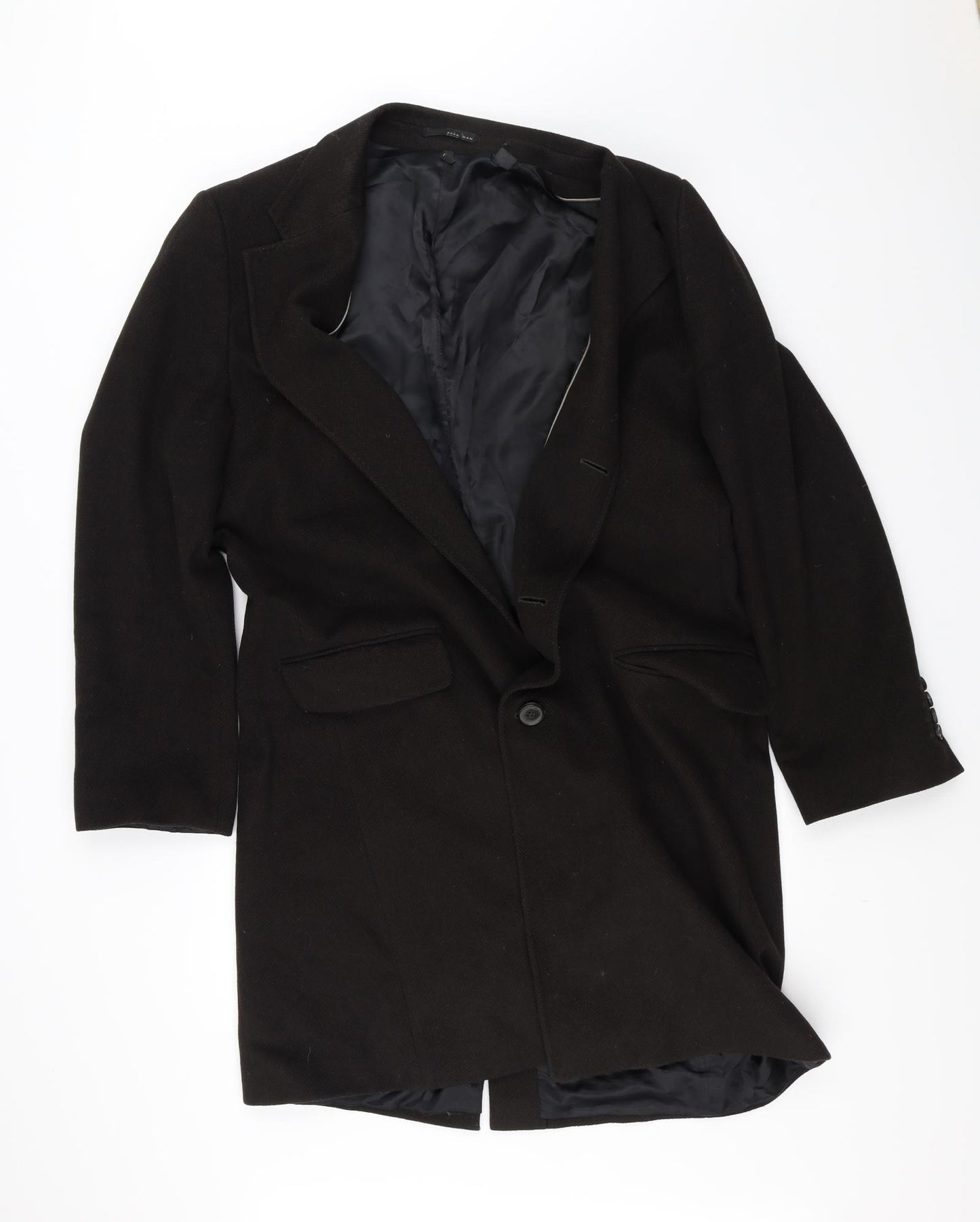 Zara Mens Brown   Overcoat Coat Size XL