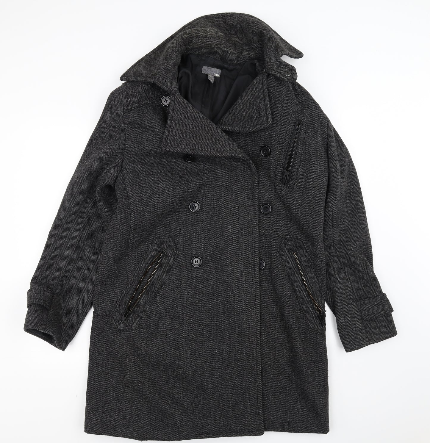 H&M Mens Black   Trench Coat Coat Size L