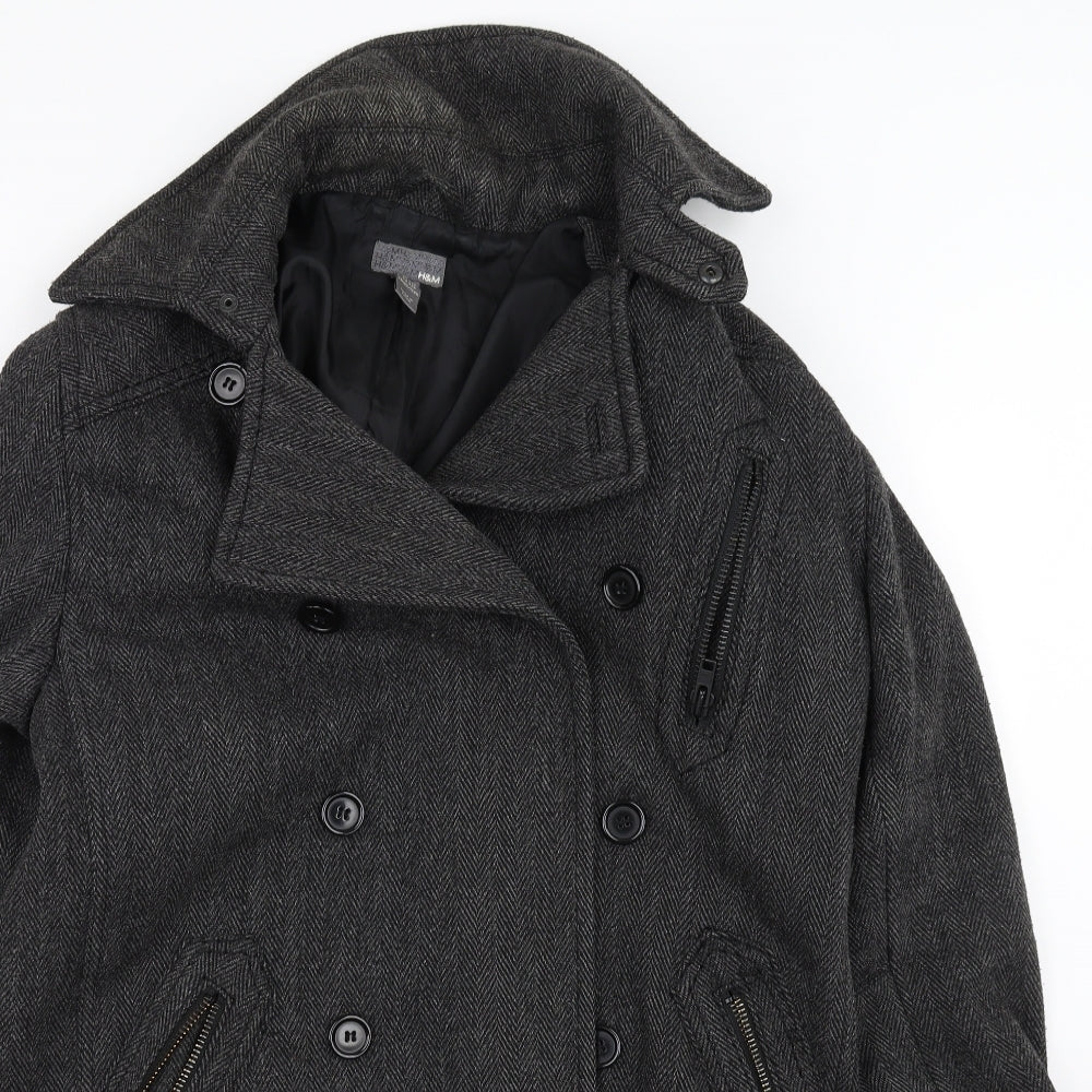 H&M Mens Black   Trench Coat Coat Size L