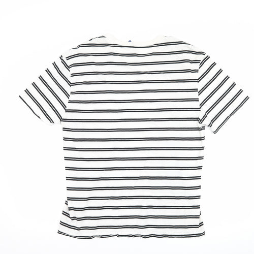 H&M Mens White Striped   T-Shirt Size L