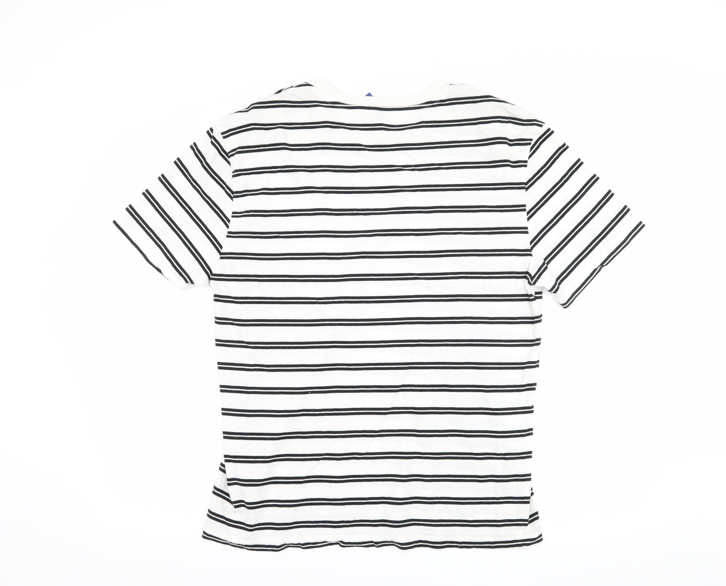 H&M Mens White Striped   T-Shirt Size L