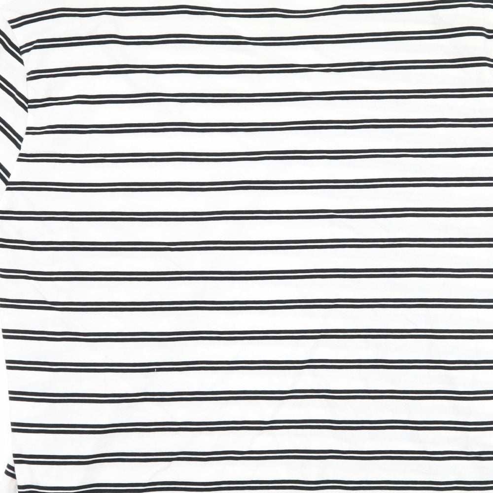 H&M Mens White Striped   T-Shirt Size L
