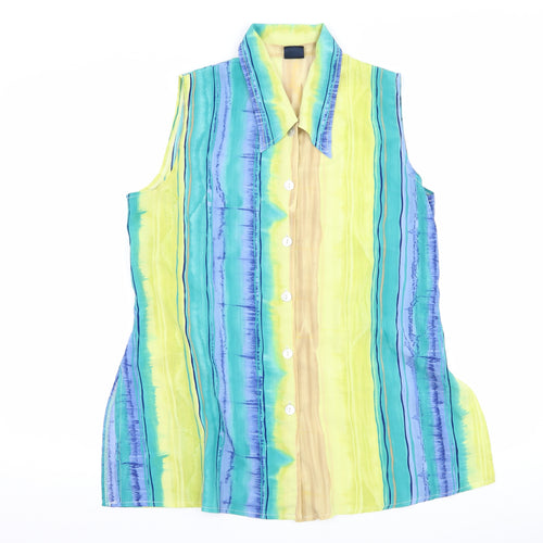 Your Sixth Sense Womens Blue Striped  Basic Button-Up Size 16