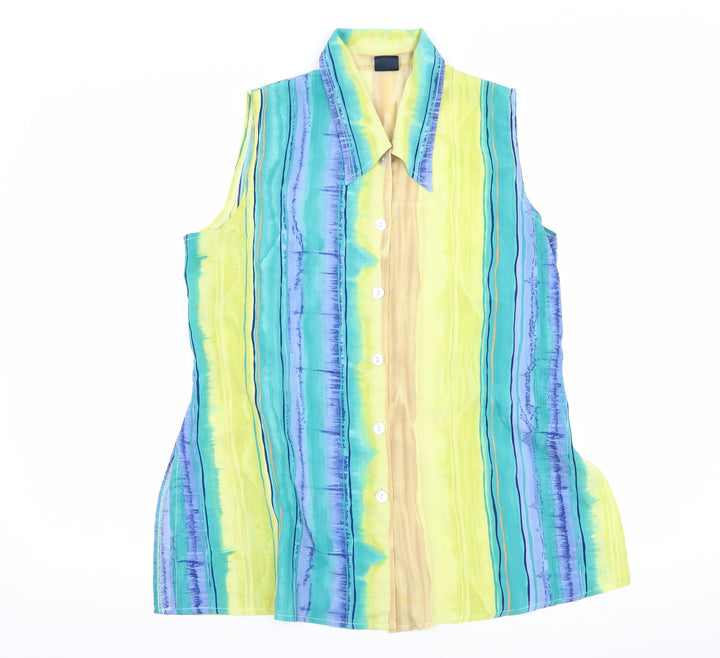 Your Sixth Sense Womens Blue Striped  Basic Button-Up Size 16