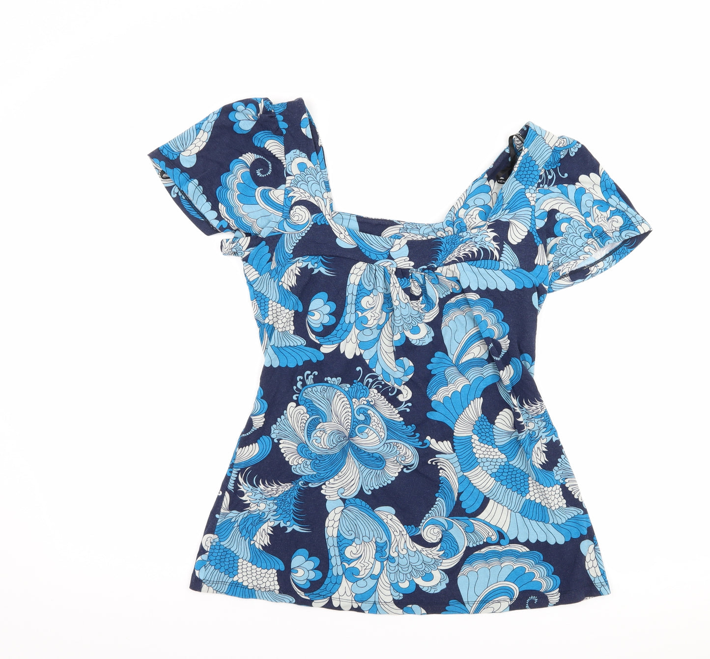 Warehouse Womens Blue Floral  Basic T-Shirt Size 10