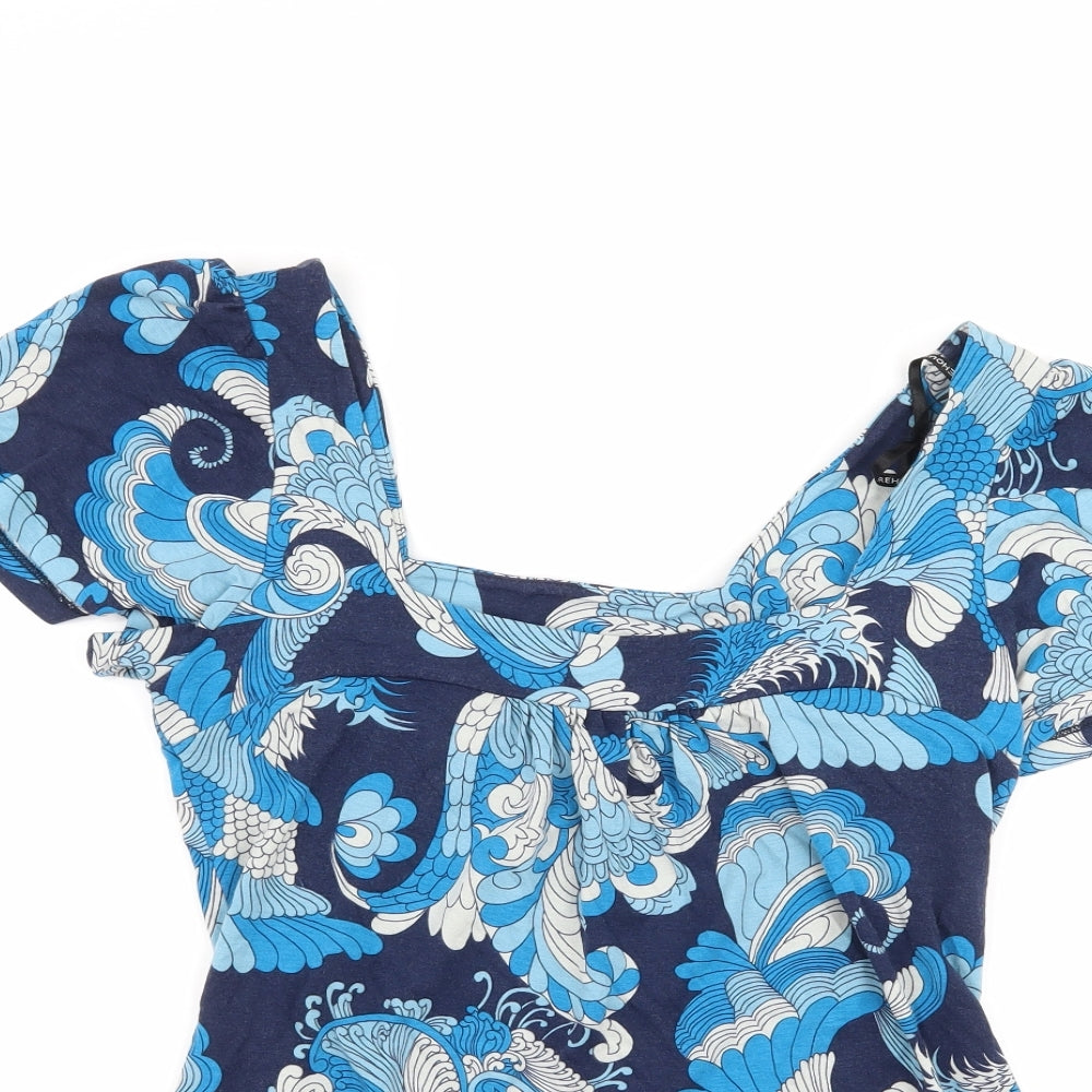 Warehouse Womens Blue Floral  Basic T-Shirt Size 10