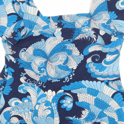 Warehouse Womens Blue Floral  Basic T-Shirt Size 10