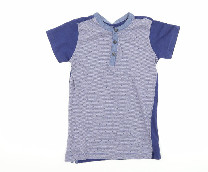 Matalan Boys Blue Striped  Basic T-Shirt Size 8 Years