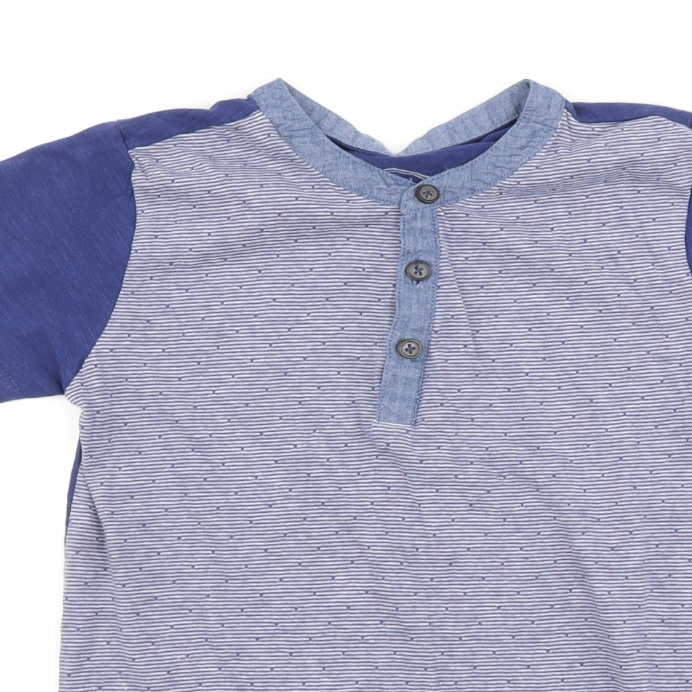 Matalan Boys Blue Striped  Basic T-Shirt Size 8 Years