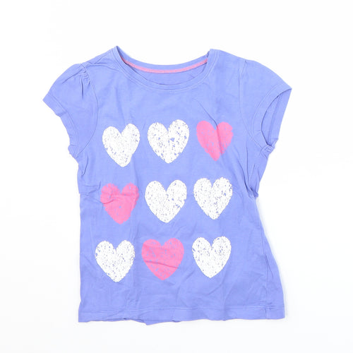 Mothercare Girls Purple   Basic T-Shirt Size 4-5 Years  - Love heart