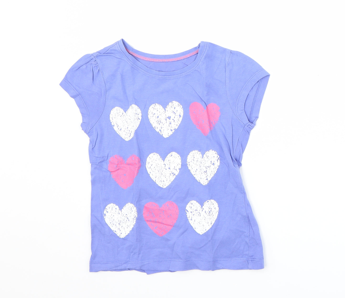 Mothercare Girls Purple   Basic T-Shirt Size 4-5 Years  - Love heart