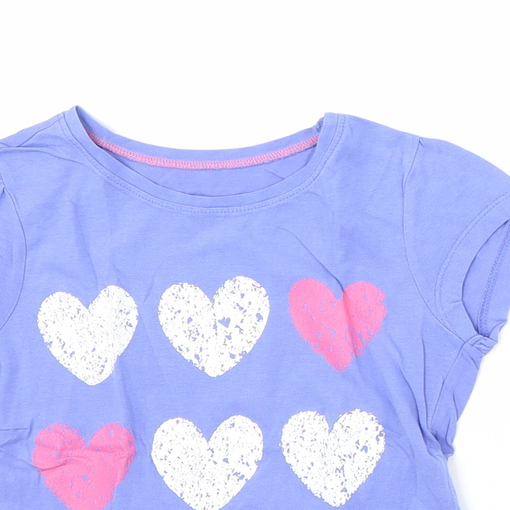 Mothercare Girls Purple   Basic T-Shirt Size 4-5 Years  - Love heart