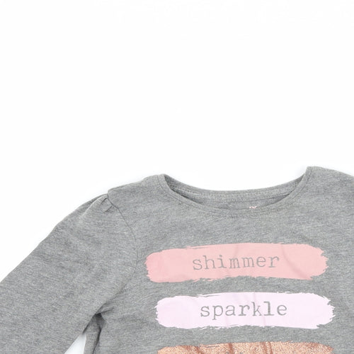 Primark Girls Grey   Basic T-Shirt Size 4-5 Years  - graphic
