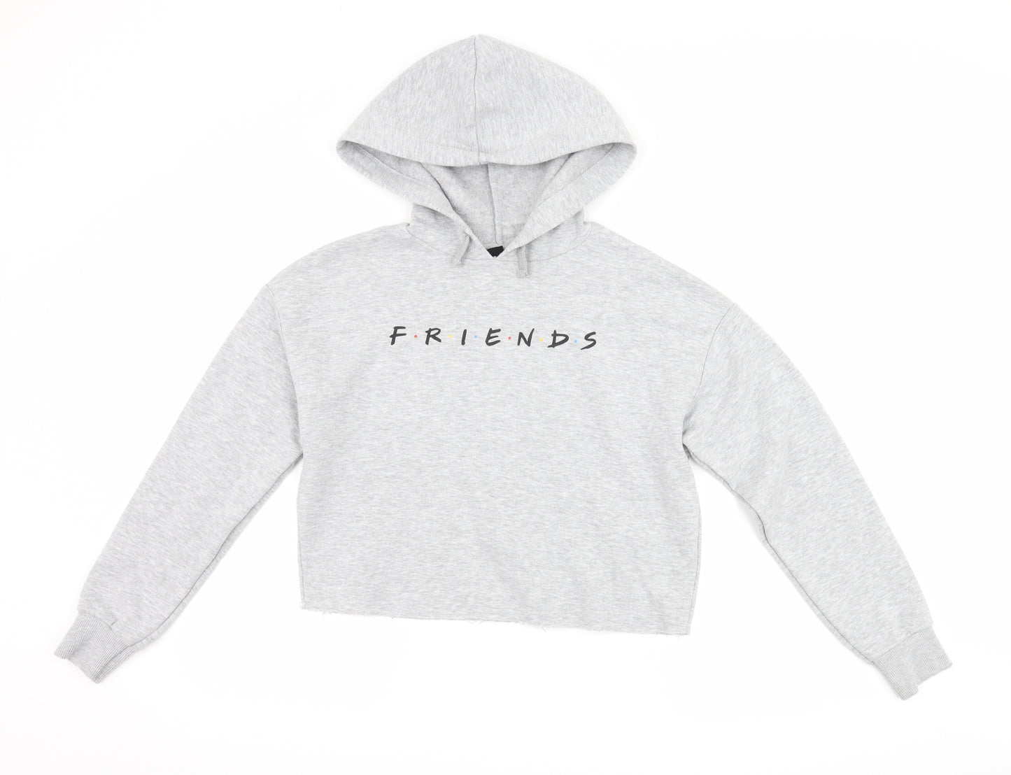 New Look Girls Grey   Pullover Hoodie Size 12-13 Years  - Friends Cropped