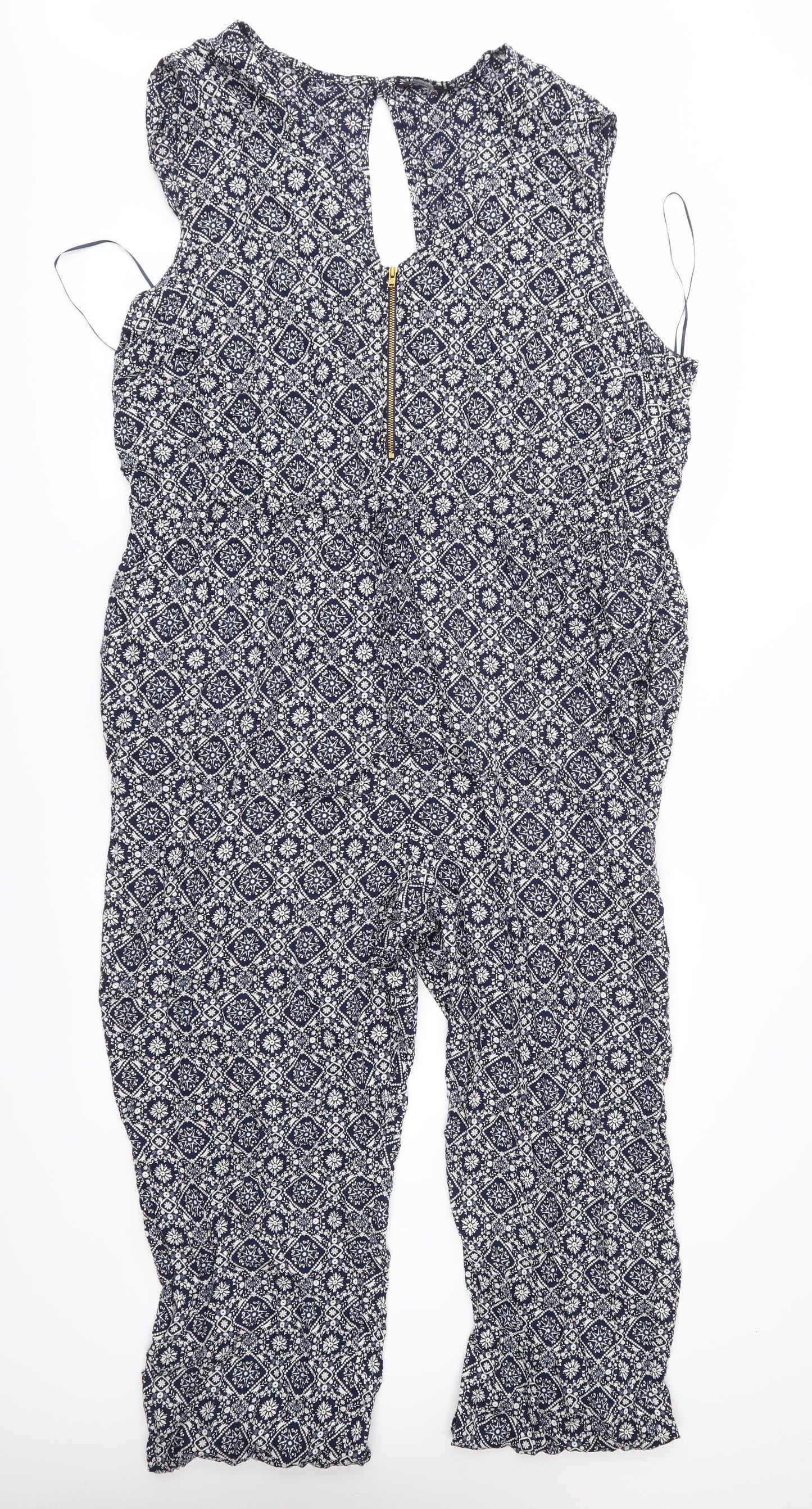 George Womens Blue Floral  Jumpsuit One-Piece Size 24 L26 in