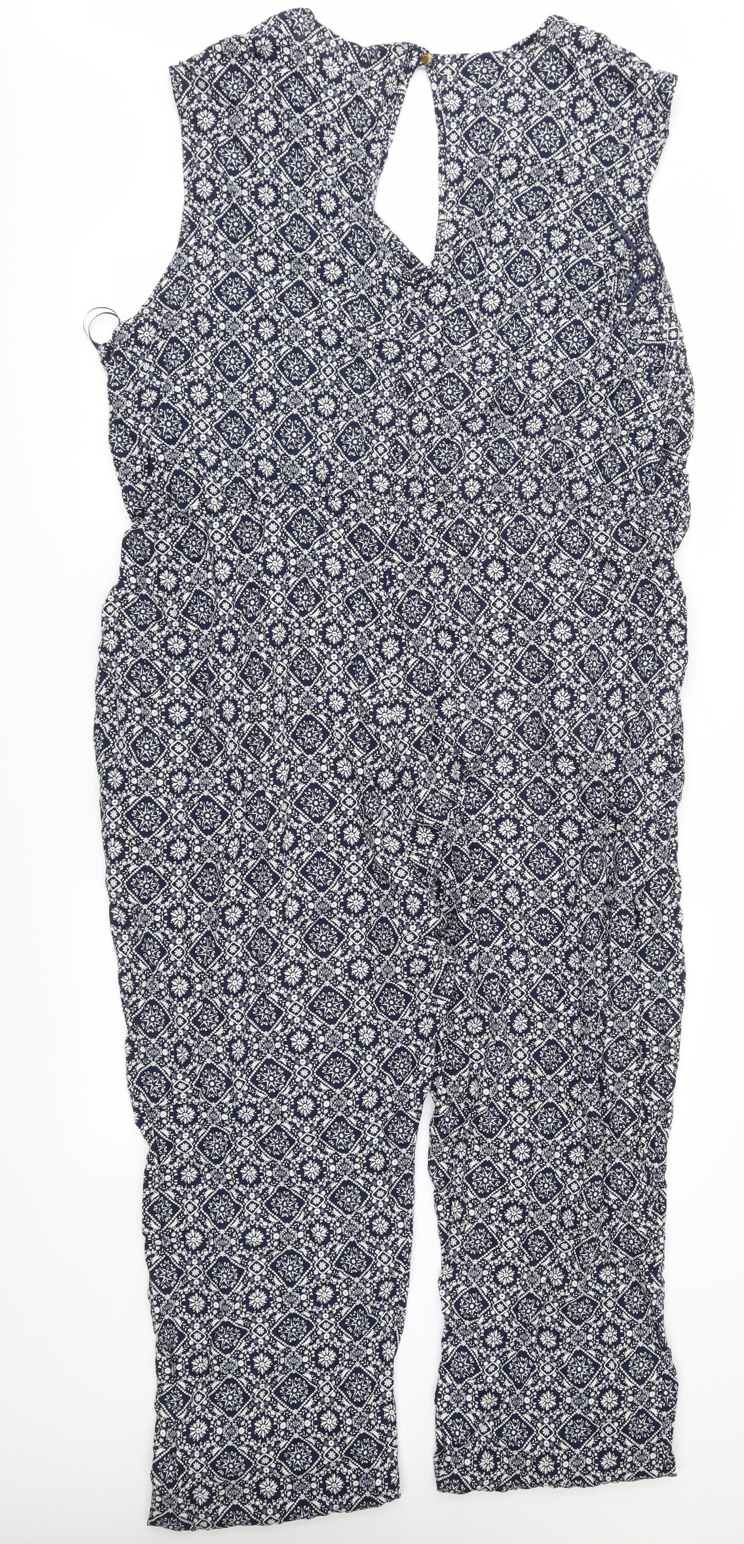 George Womens Blue Floral  Jumpsuit One-Piece Size 24 L26 in