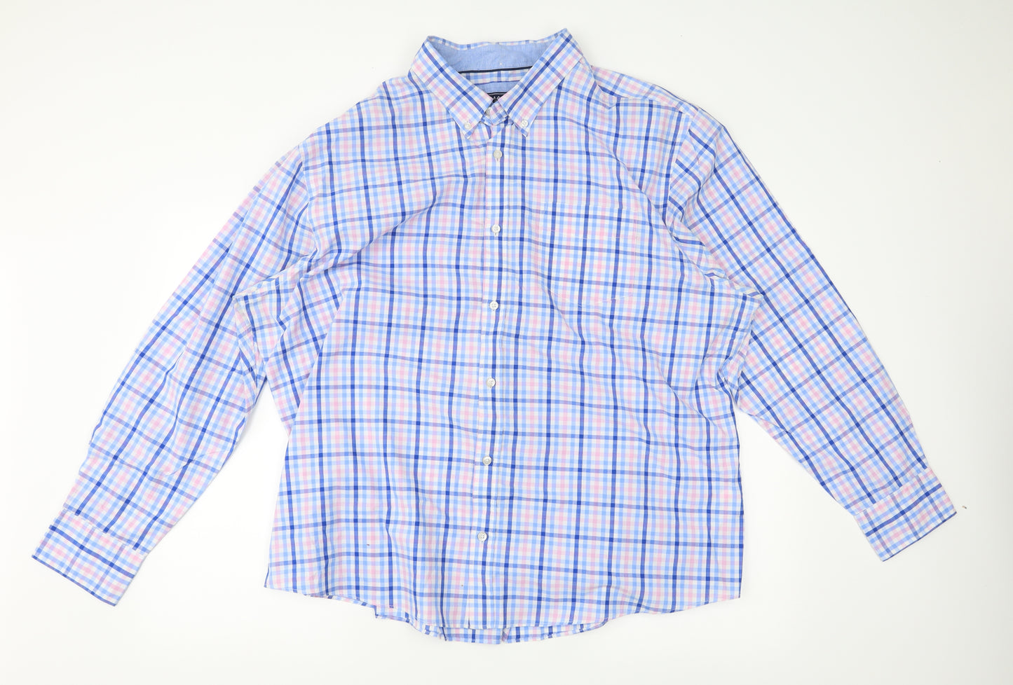 Maine Mens Blue Plaid   Dress Shirt Size 2XL