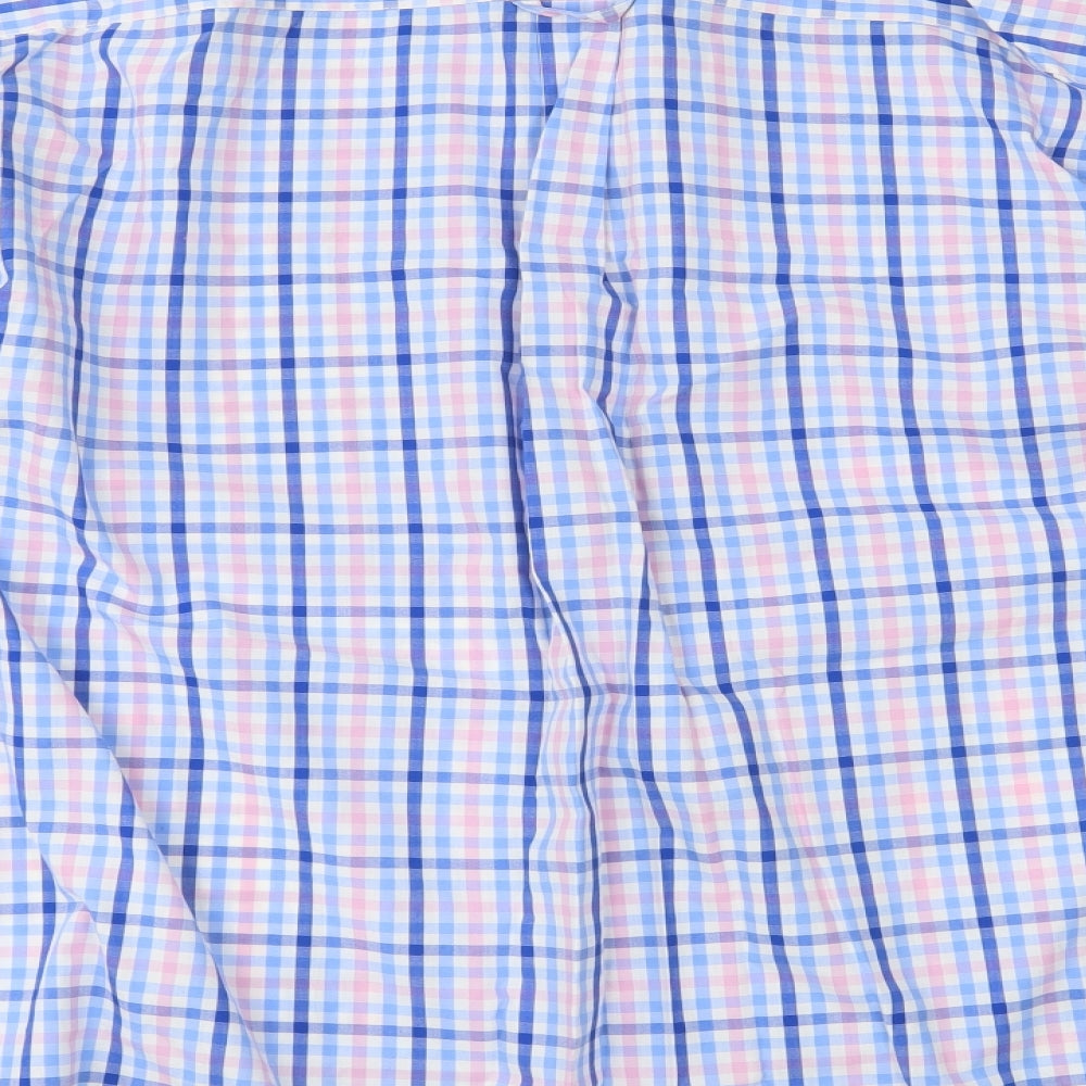 Maine Mens Blue Plaid   Dress Shirt Size 2XL